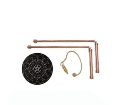 Copper Dowsing Rod Set with Handle, Dowsing Board, and Pendulum